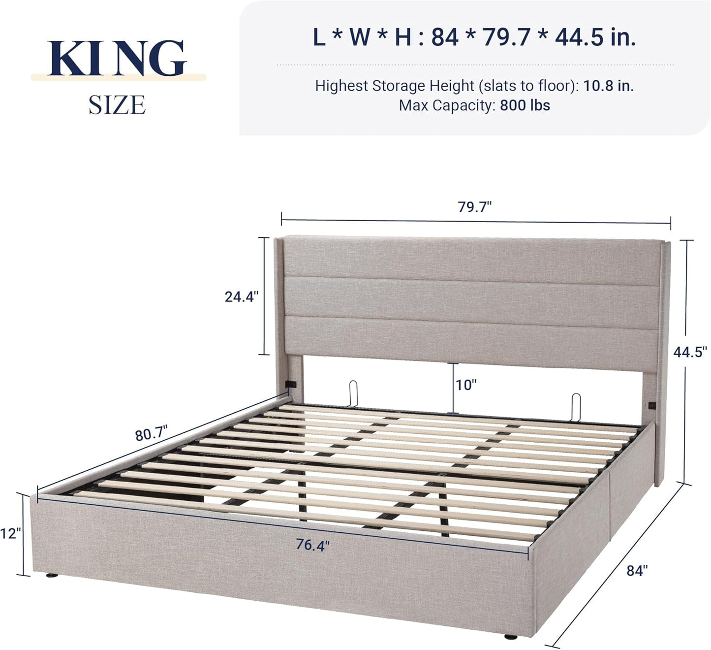 Elegant Lift-Up Storage Bed