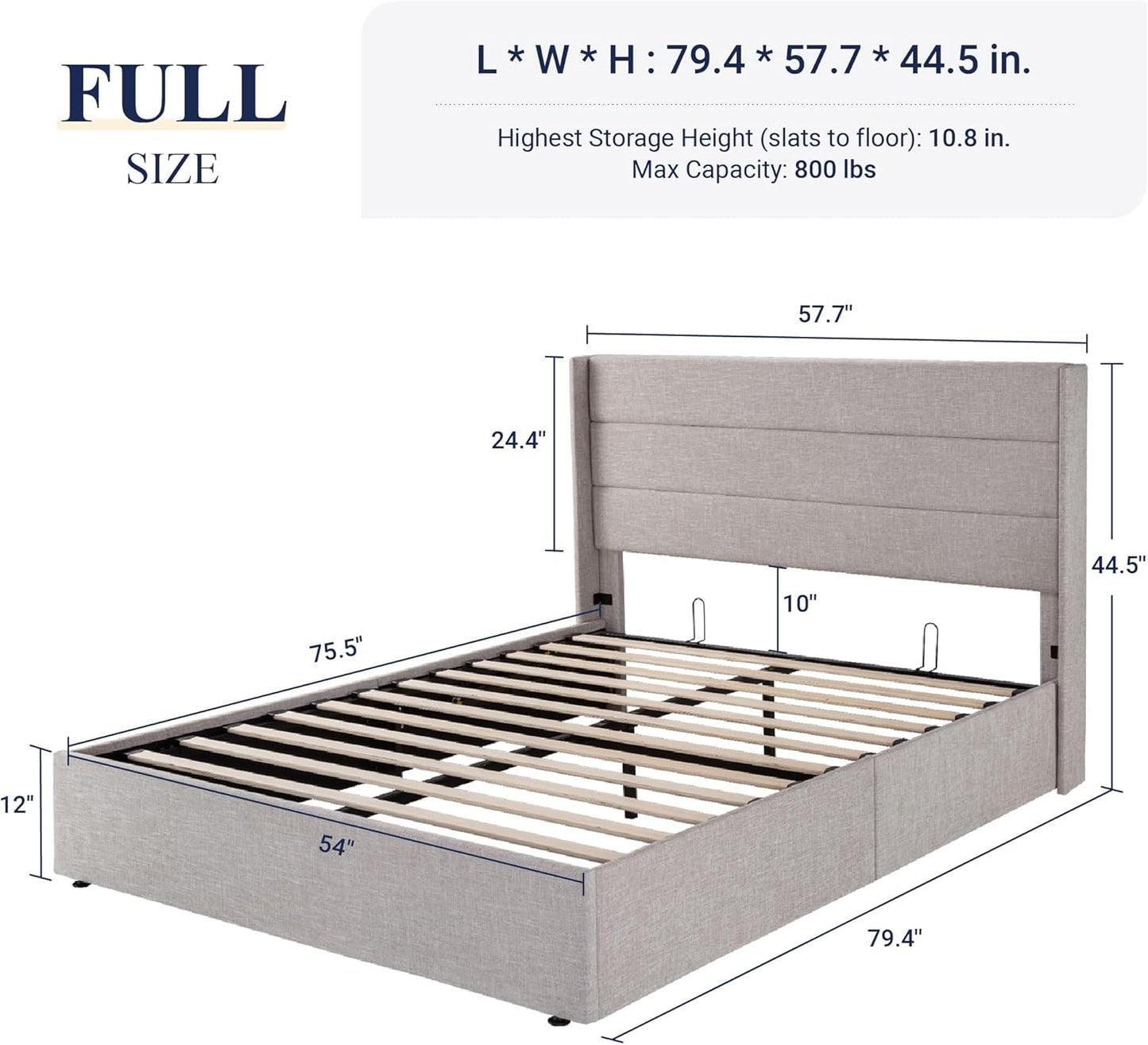Elegant Lift-Up Storage Bed
