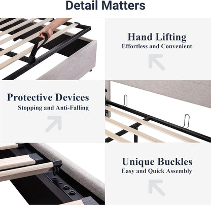 Elegant Lift-Up Storage Bed