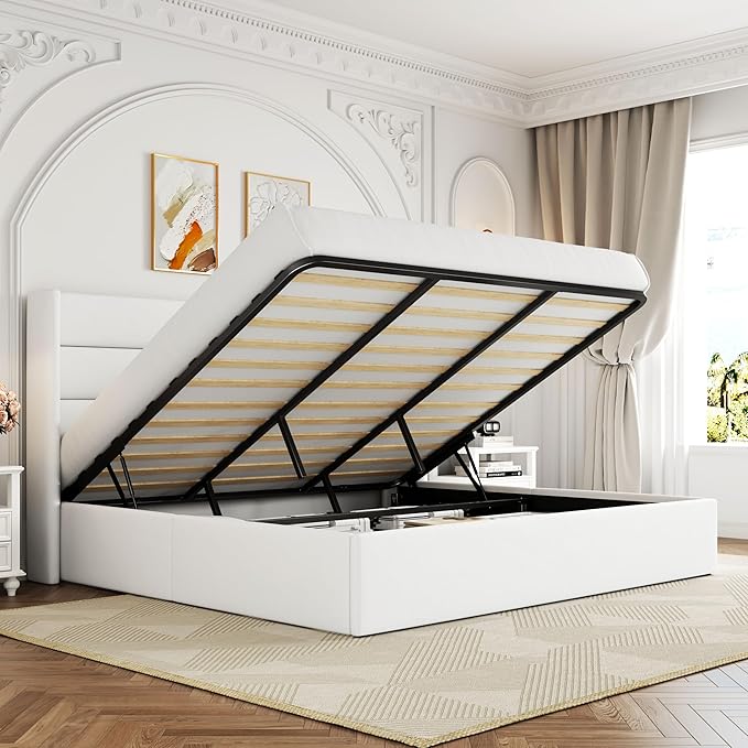 Elegant Lift-Up Storage Bed