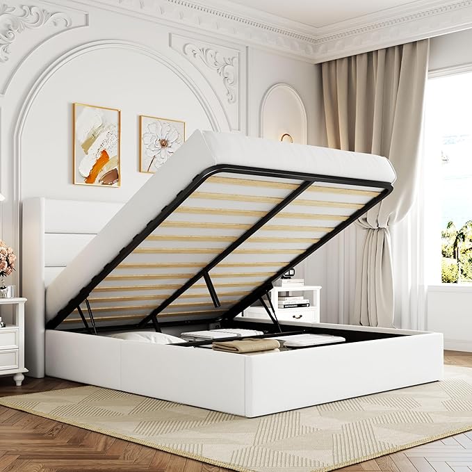 Elegant Lift-Up Storage Bed