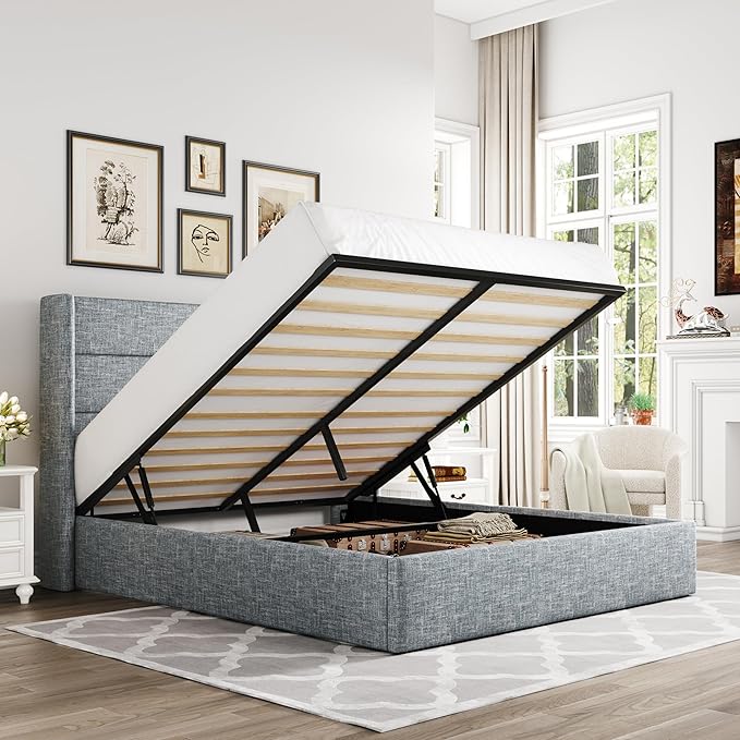Elegant Lift-Up Storage Bed